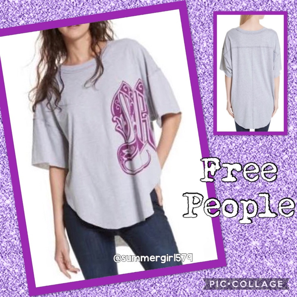 🏷 NWT Free People We the Free Letter Graphic Tee